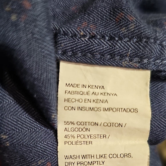 Van Heusen-Men's Nevertuck Blue Patterned Button Down Shirt Size XL - Picture 6 of 6